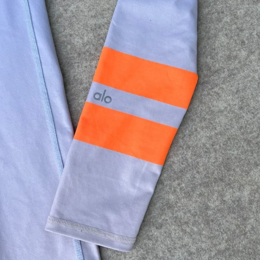 Alo Yoga Leggings Womens S Blue Ombre Neon Orange Stripe Activewear